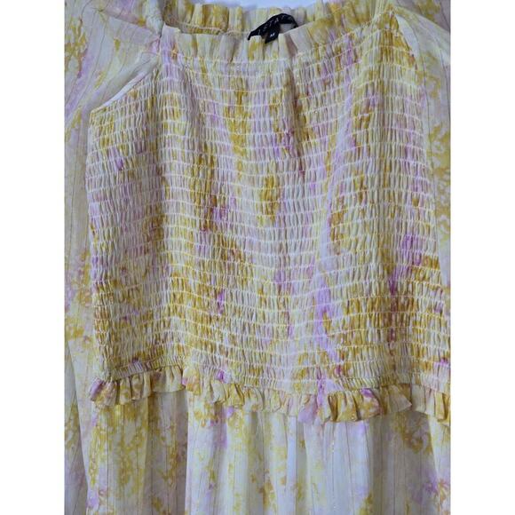 1.State Women's Blouson Sleeve Square Neck Floral Smocked Dress NWT Medium - Picture 6 of 9